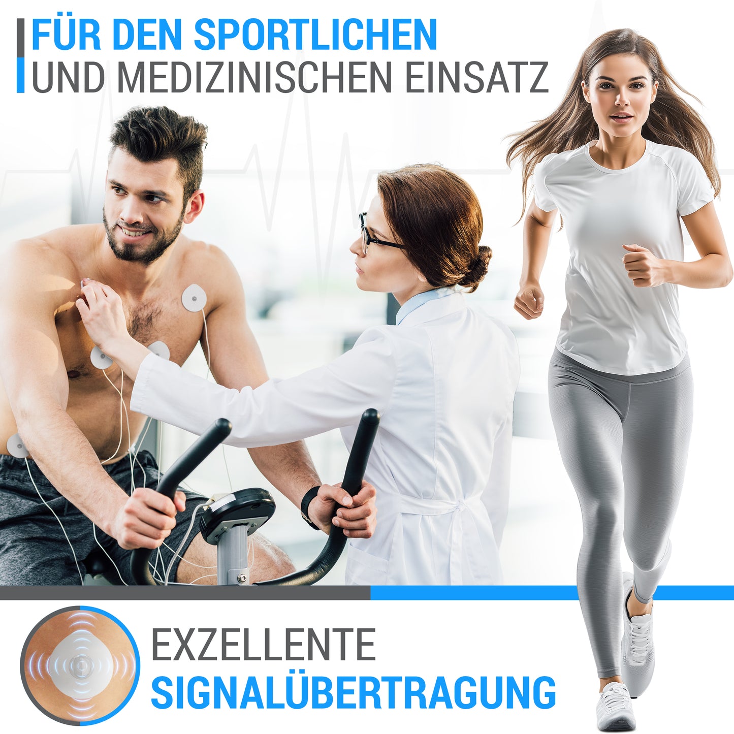 EKG Elektroden Pads – Hochwertige Festgel Klebeelektroden – Durchmesser ca. 43 mm, 50 Stück