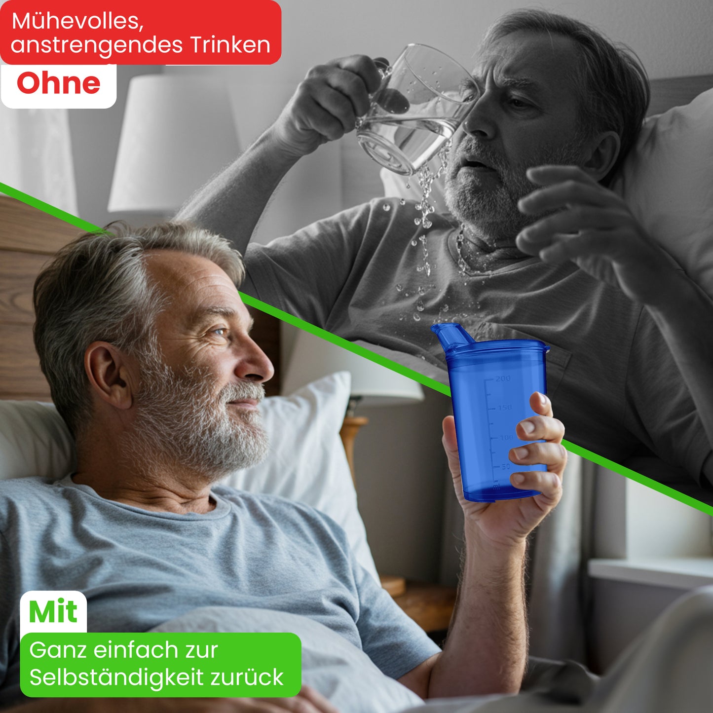 Schnabelbecher transparent und blau Mix