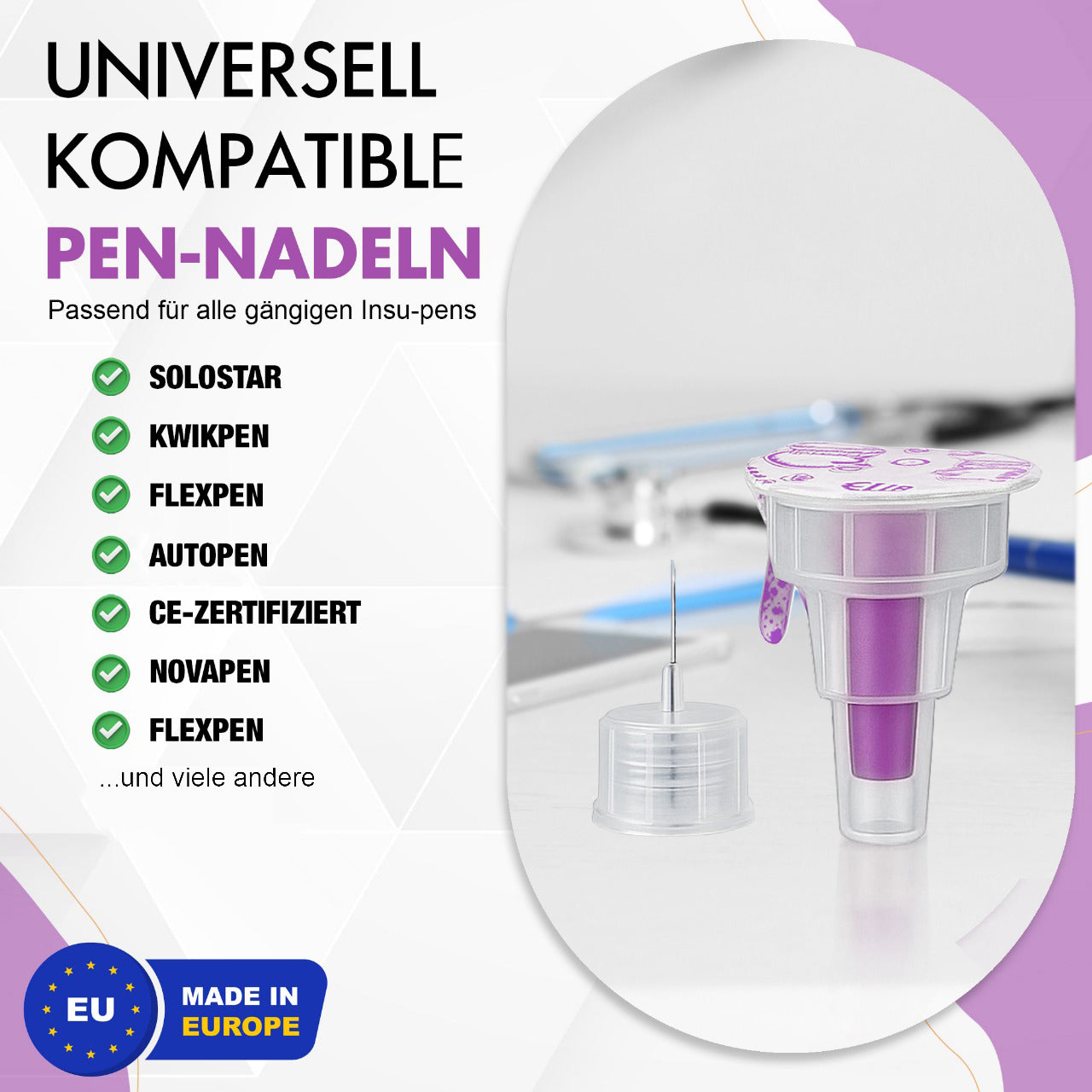 Sterile Einweg-Nadeln 31G (0,25 mm x 6 mm) - 100 Stück Mit Schutzfolie