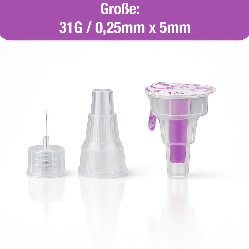 Sterile Einweg-Nadeln 31G (0,25 x 5mm) - 100 Stück Mit Schutzfolie