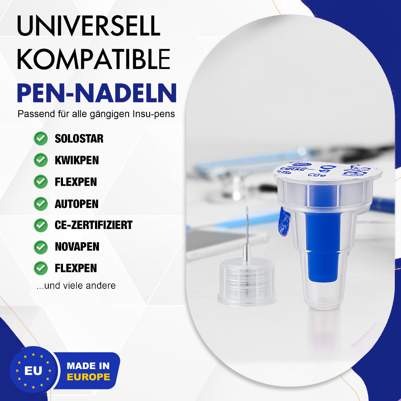 Sterile Einweg-Nadeln 31G (0,25 mm x 6 mm) - 100 Stück Mit Schutzfolie