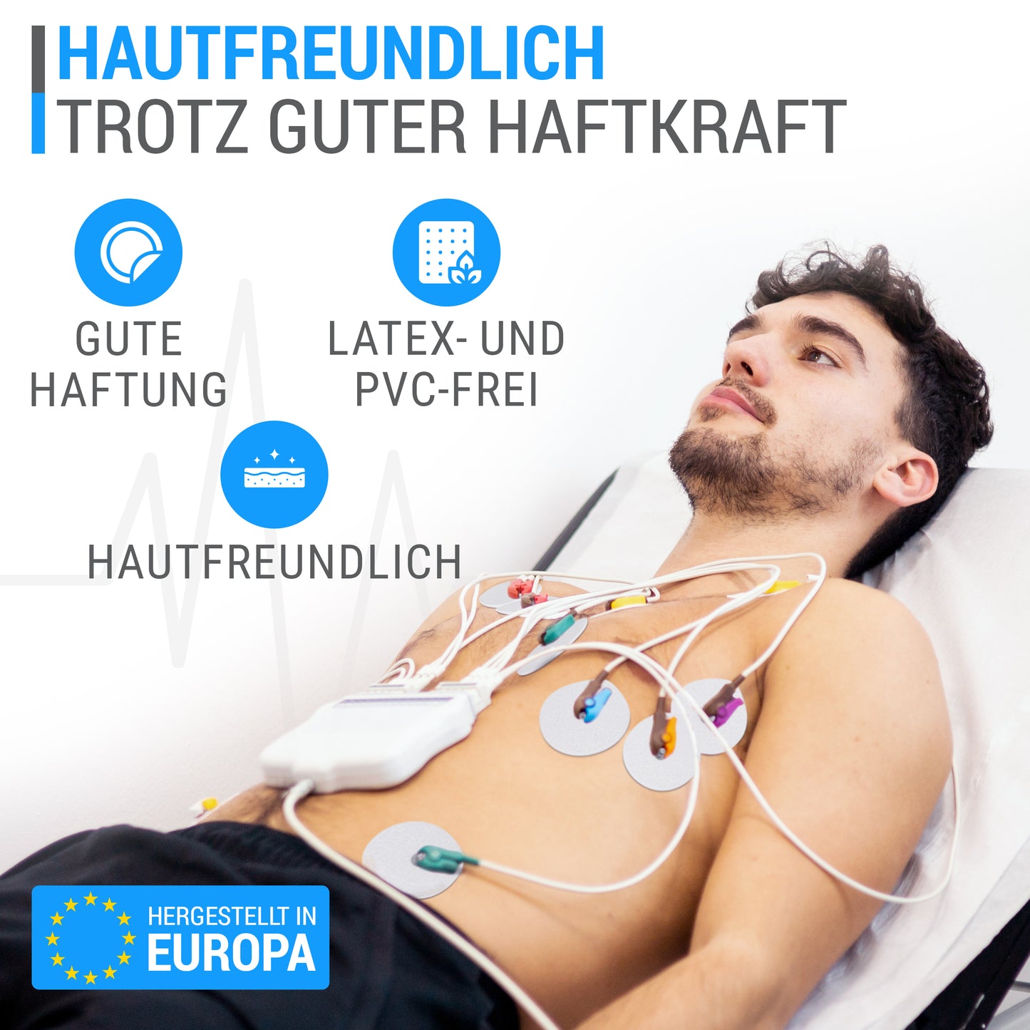 EKG Elektroden Pads – Hochwertige Festgel Klebeelektroden – Durchmesser ca. 43 mm, 50 Stück