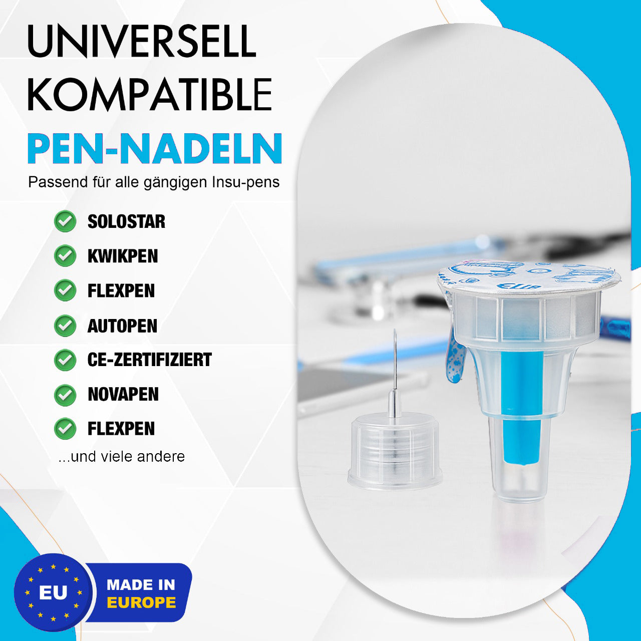Sterile Einweg-Nadeln 31G (0,25 mm x 8 mm) - 100 Stück Mit Schutzfolie