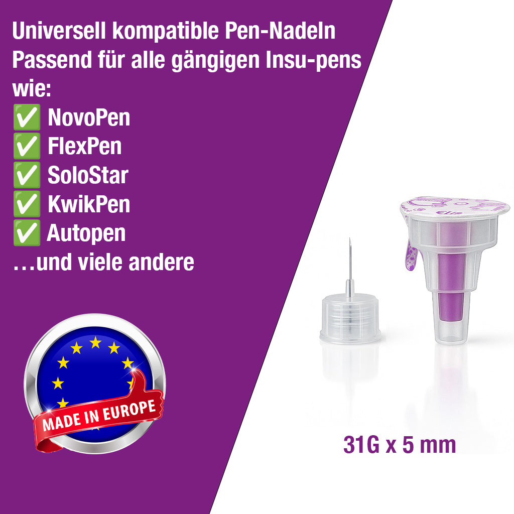 Sterile Einweg-Nadeln 31G (0,25 x 5mm) - 100 Stück Mit Schutzfolie