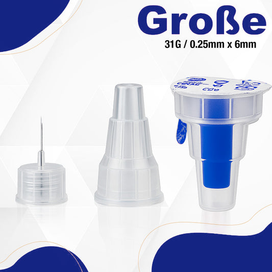 Sterile Einweg-Nadeln 31G (0,25 mm x 6 mm) - 100 Stück Mit Schutzfolie