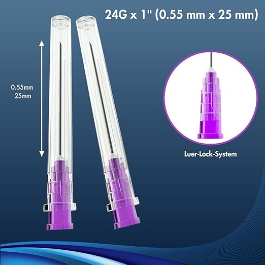 Kanülen 100 Stück 24G x 1" (0,55 mm x 25 mm) einzeln verpackt