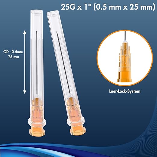 Kanülen 100 Stück 25G x 1" (0,5 mm x 25 mm) einzeln verpackt