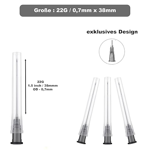 Kanülen 100 Stück 22G x 1 ½" (0,7 mm x 38 mm) einzeln verpackt