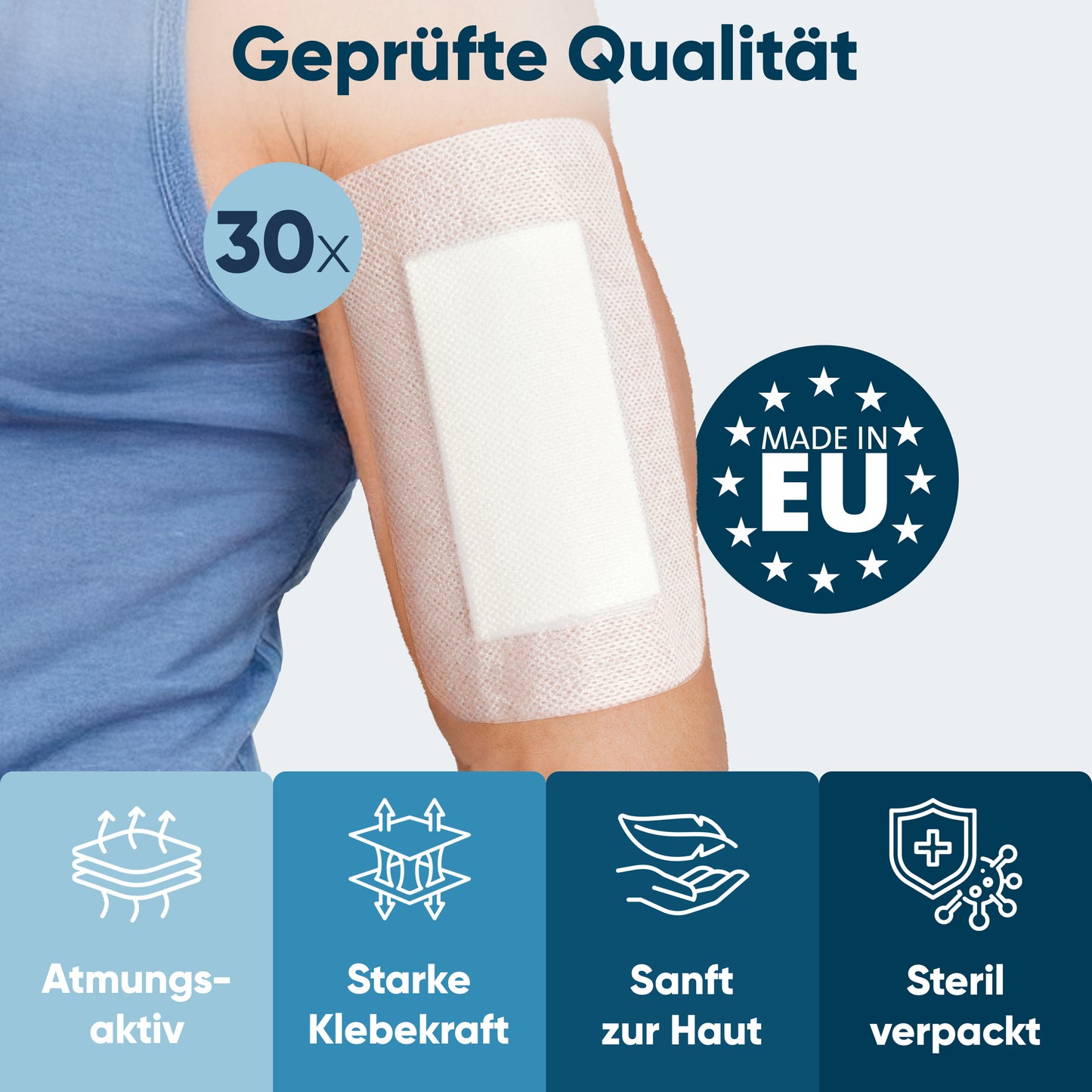 MedTreu Wundpflaster steril 10x15 cm – 30 Stück einzeln verpackt