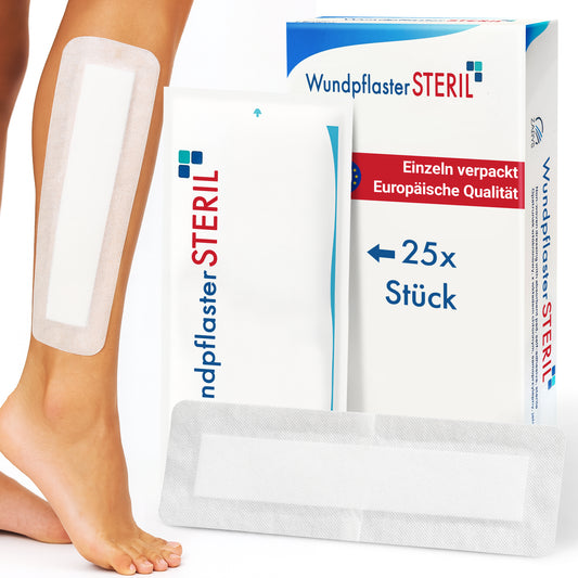 MedTreu Wundpflaster steril 10x30 cm – 25 Stück einzeln verpackt