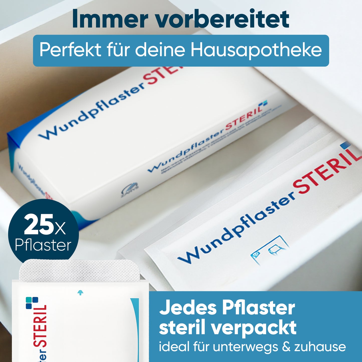 MedTreu Wundpflaster steril 10x30 cm – 25 Stück einzeln verpackt
