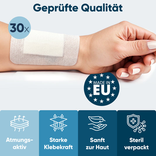 MedTreu Wundpflaster steril 8x10 cm – 30 Stück einzeln verpackt