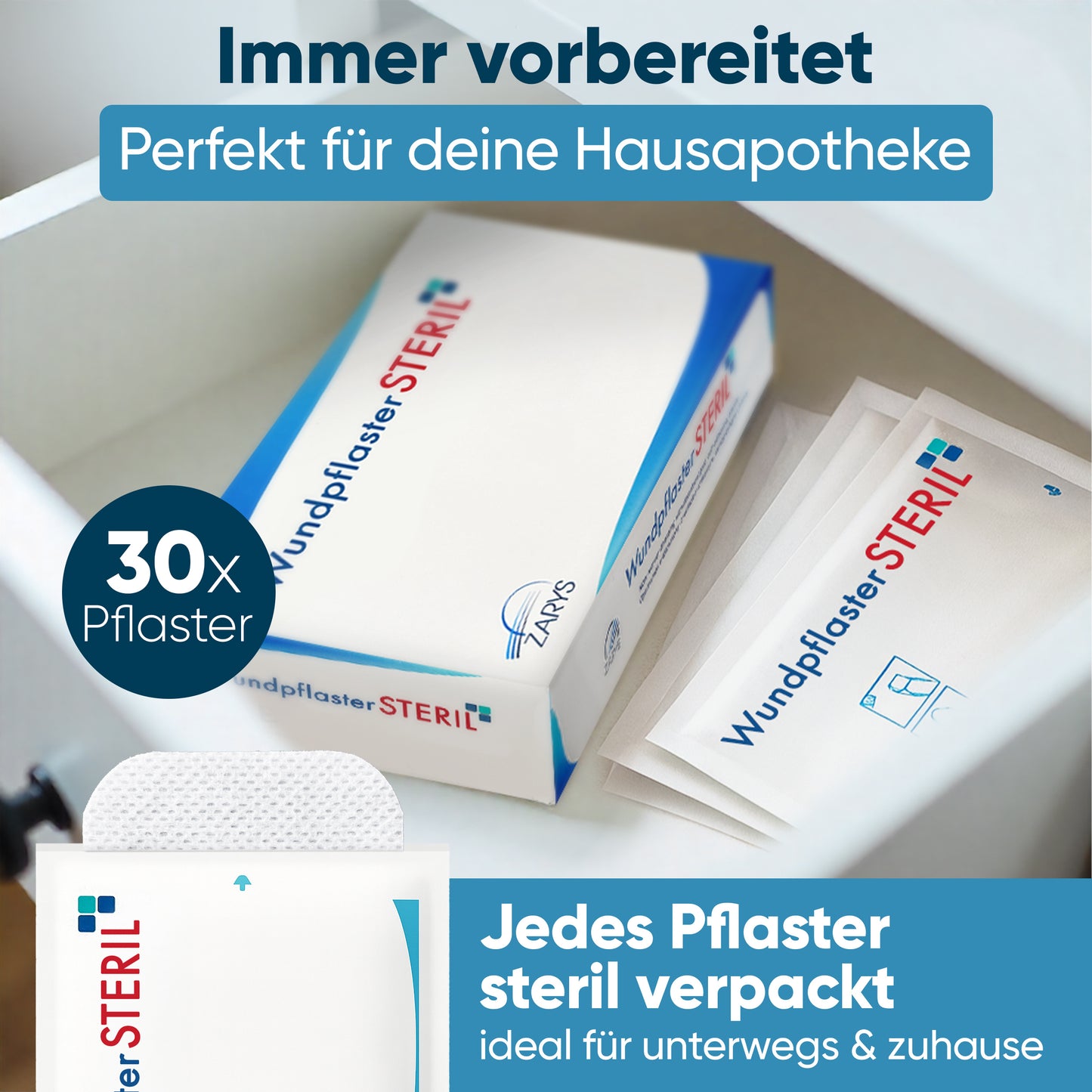 MedTreu Wundpflaster steril 8x10 cm – 30 Stück einzeln verpackt