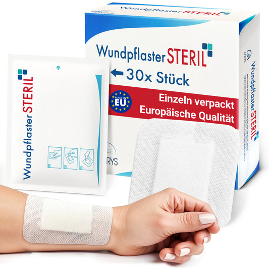 MedTreu Wundpflaster steril 10x10 cm – 30 Stück einzeln verpackt