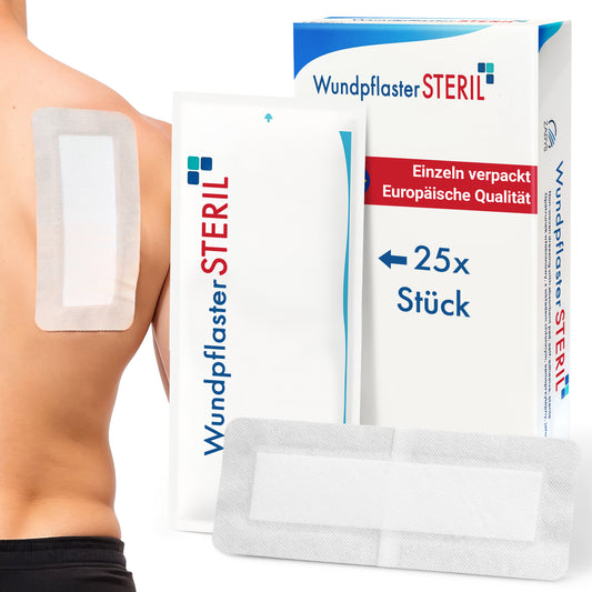 MedTreu Wundpflaster steril 10x25 cm – 25 Stück einzeln verpackt