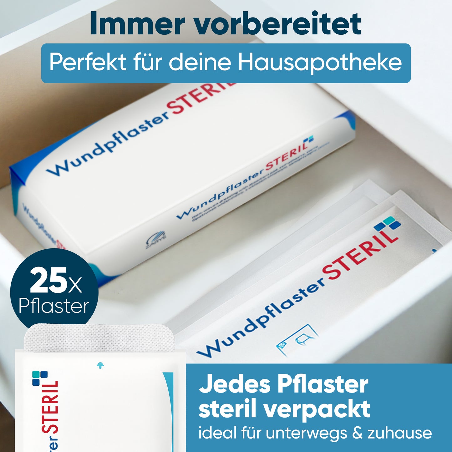 MedTreu Wundpflaster steril 10x25 cm – 25 Stück einzeln verpackt
