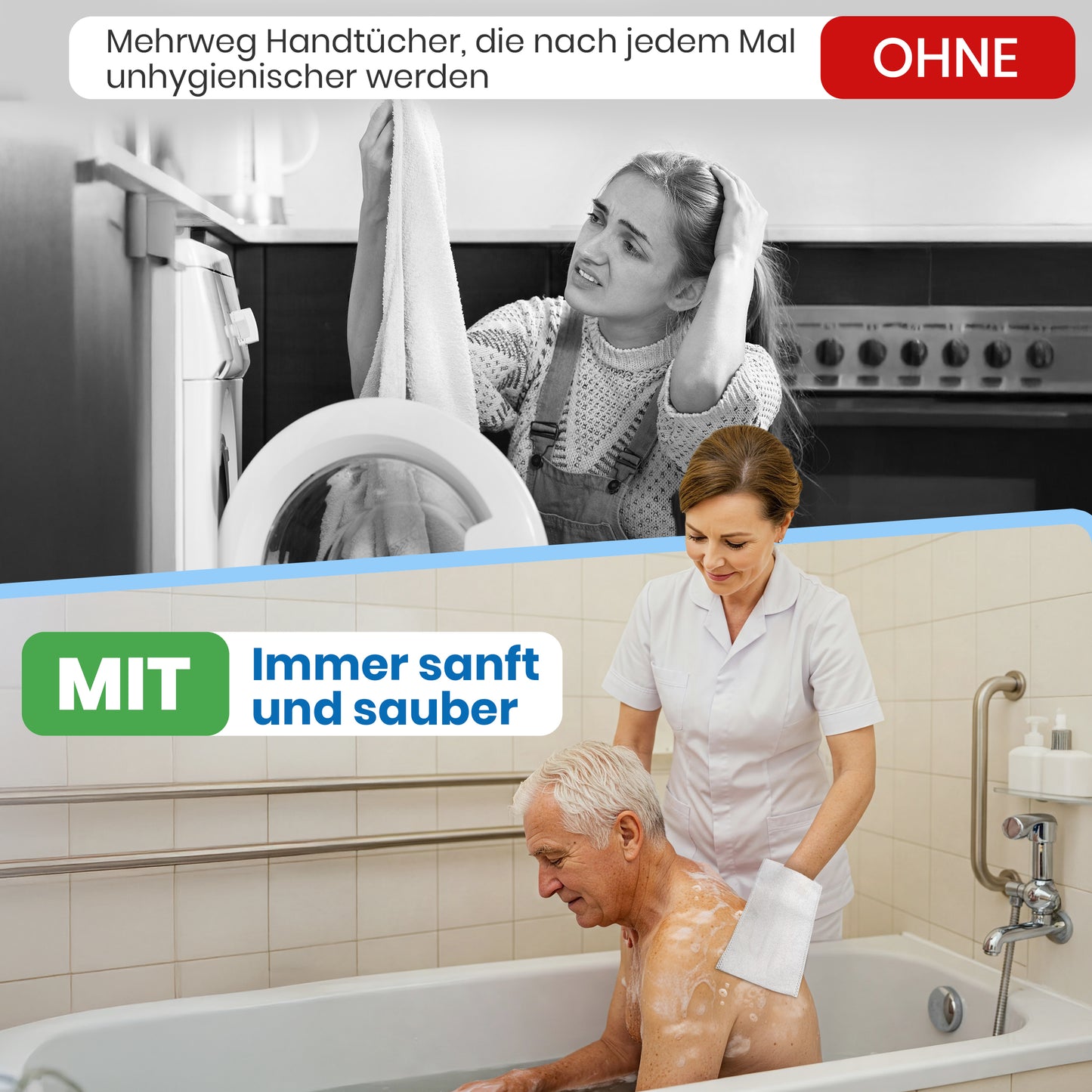 Premium Einmalwaschhandschuhe 100 Stück – ultra soft Molton Waschhandschuhe