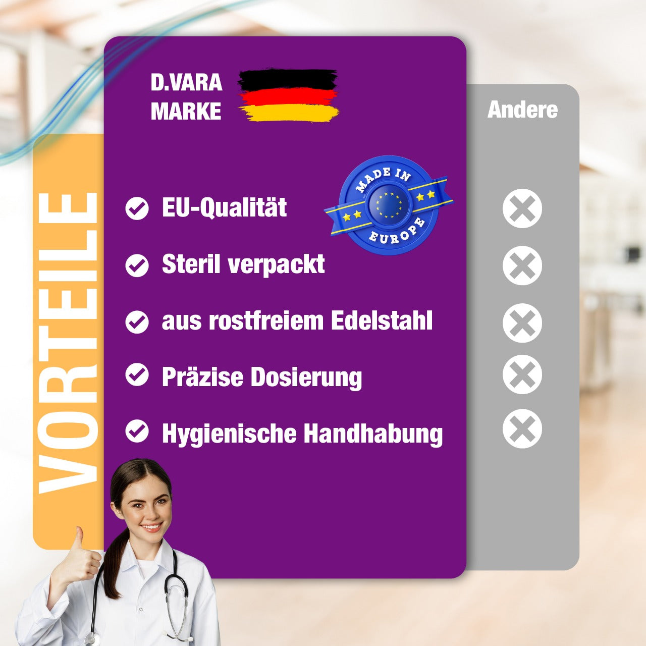 Sterile Einweg-Nadeln 31G (0,25 mm x 6 mm) - 100 Stück Mit Schutzfolie