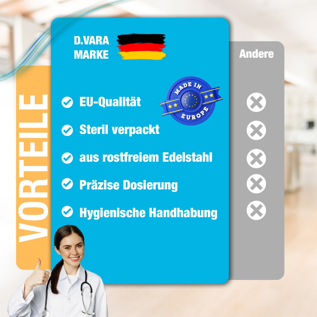 Sterile Einweg-Nadeln 31G (0,25 mm x 8 mm) - 100 Stück Mit Schutzfolie