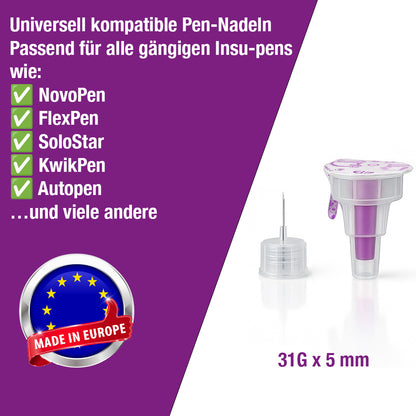 Sterile Einweg-Nadeln 31G (0,25 x 5mm) - 100 Stück Mit Schutzfolie