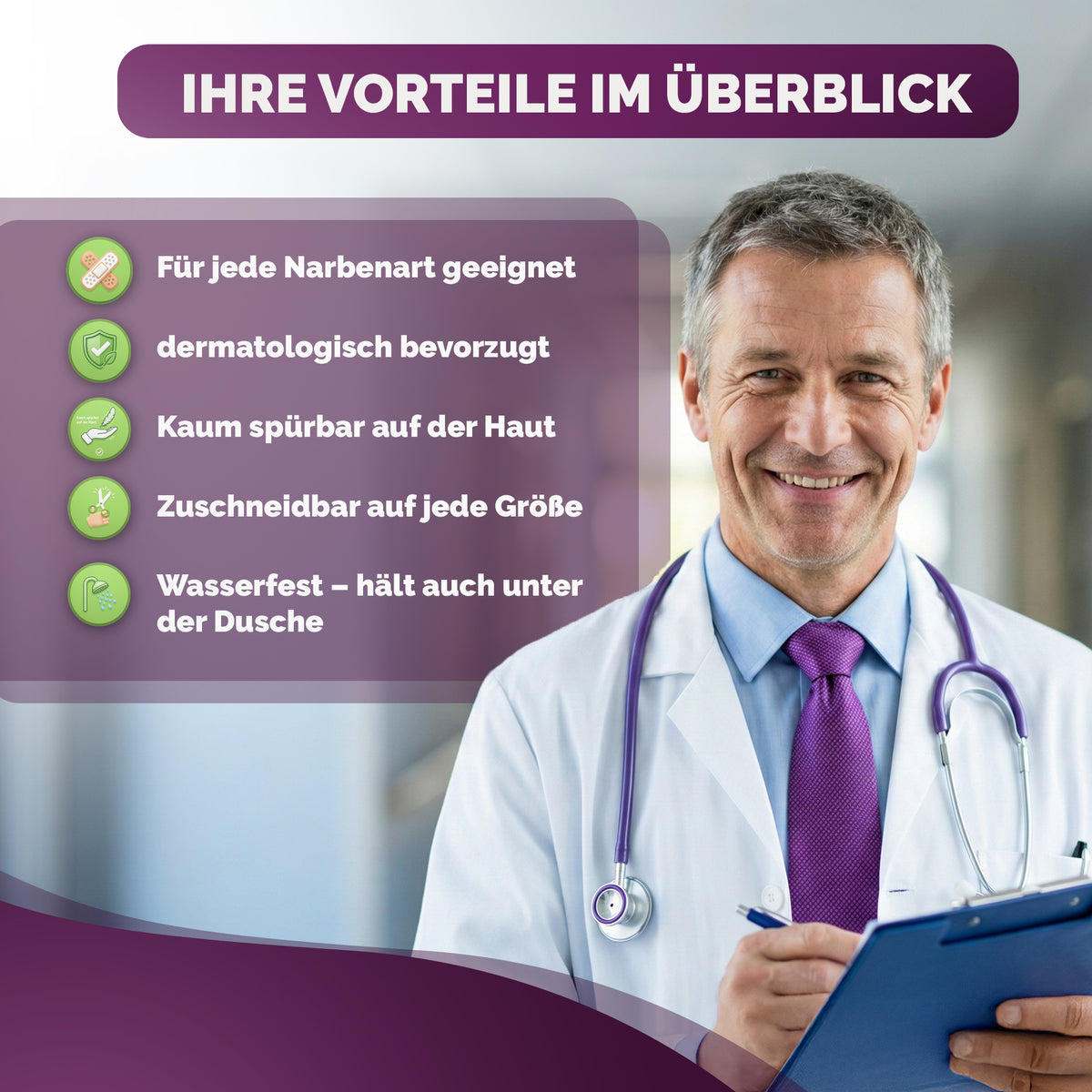 Silikon Narbenpflaster transparent (MedTreu) – Bild 6 von 7