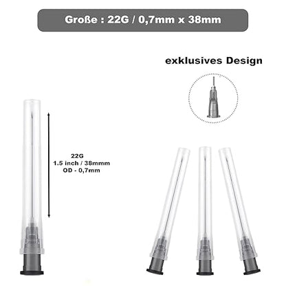 Kanülen 100 Stück 22G x 1 ½" (0,7 mm x 38 mm) einzeln verpackt