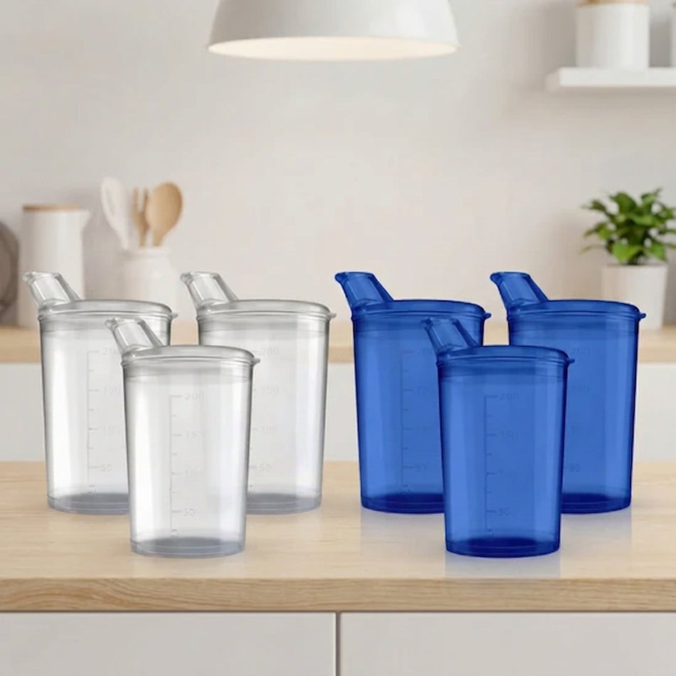 Schnabelbecher 6er-Set – 3 transparent, 3 blau
