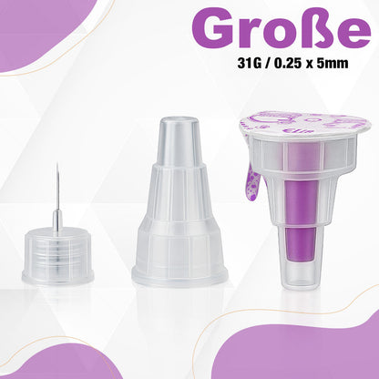 Sterile Einweg-Nadeln 31G (0,25 mm x 6 mm) - 100 Stück Mit Schutzfolie