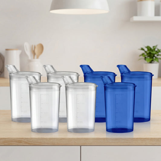 Schnabelbecher transparent und blau Mix